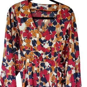 Large/XL Floral Long Bell Sleeve Mid Length Dress